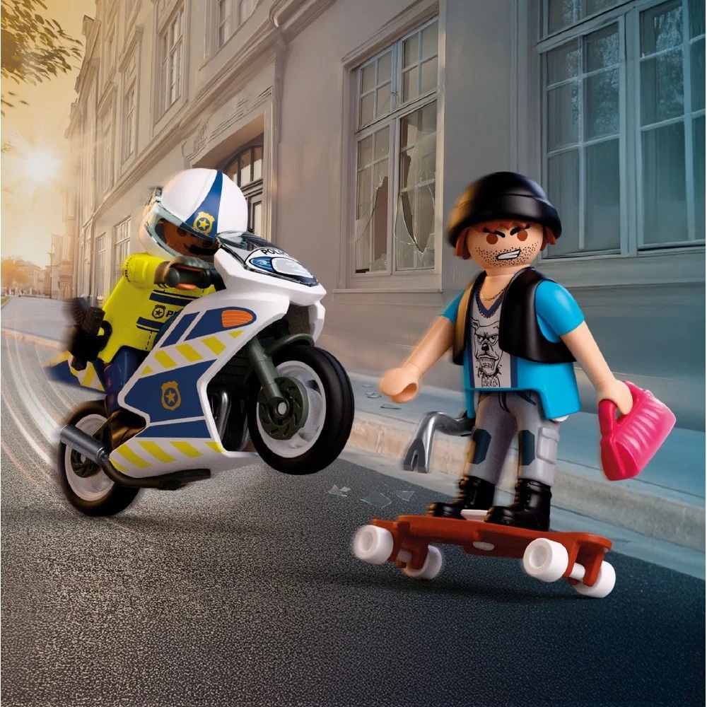 Playmobil City Action 72079 Pościg motocyklowy, zabawki nino Bochnia, pomysł na prezent dla 5 latka, playmobil policja