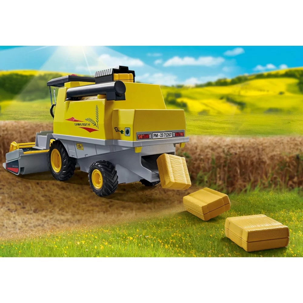 Playmobil Country 71267 Kombajn, zabawki Nino Bochnia, pomysł na prezent dla 5 latka, kombajn, który wyrzuca bale słomy, kombajn do zabawy