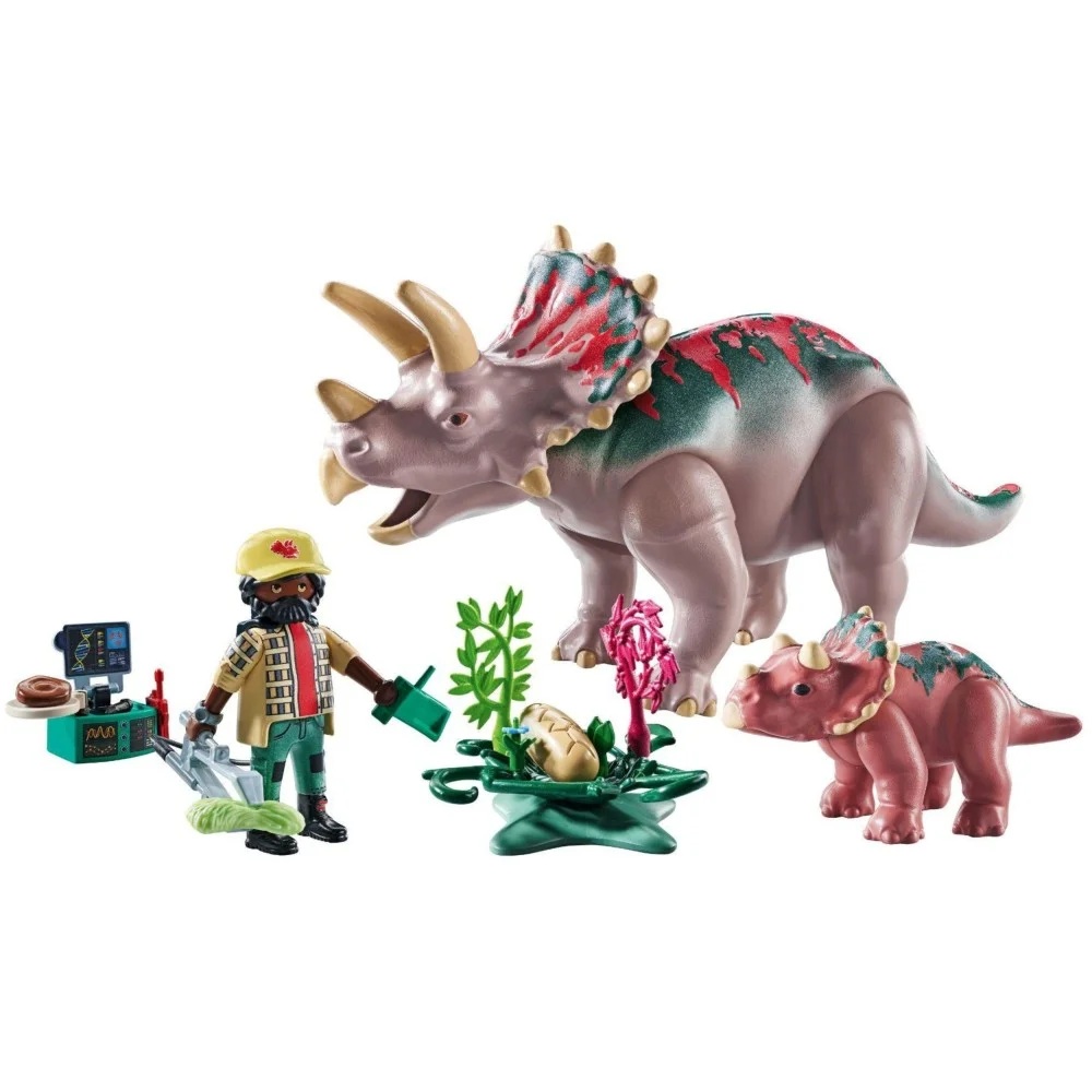 Playmobil Dinos 71821 Triceratopsy, zabawki Nino Bochnia, pomysł na prezent dla 5 latka, rodzina triceratopsów, dinozaury z Playmobil