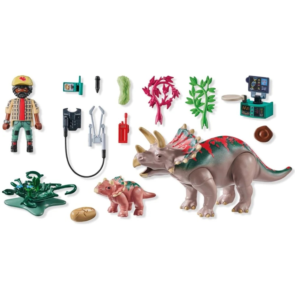Playmobil Dinos 71821 Triceratopsy, zabawki Nino Bochnia, pomysł na prezent dla 5 latka, rodzina triceratopsów, dinozaury z Playmobil