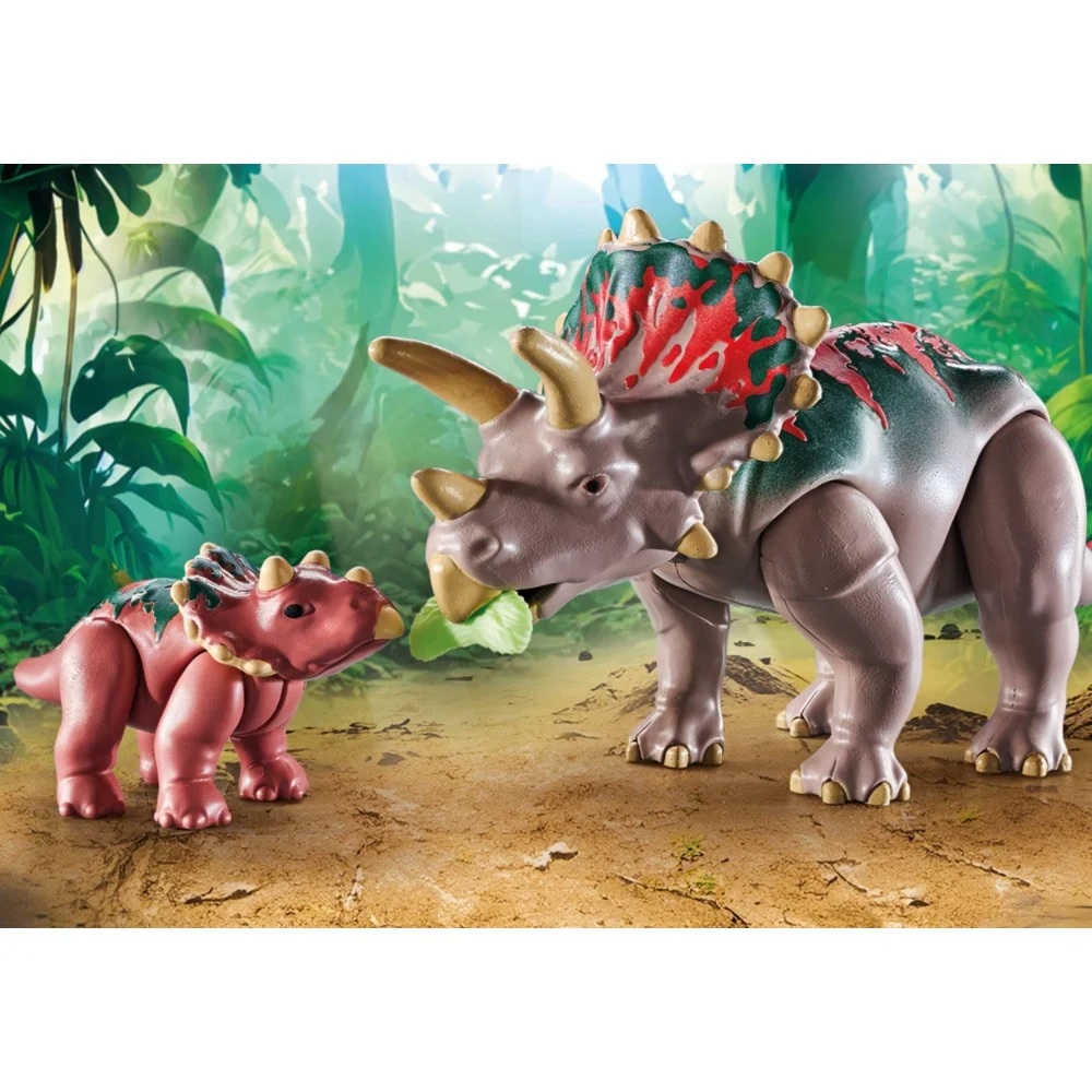 Playmobil Dinos 71821 Triceratopsy, zabawki Nino Bochnia, pomysł na prezent dla 5 latka, rodzina triceratopsów, dinozaury z Playmobil
