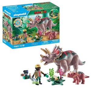 Playmobil Dinos 71821 Triceratopsy, zabawki Nino Bochnia, pomysł na prezent dla 5 latka, rodzina triceratopsów, dinozaury z Playmobil