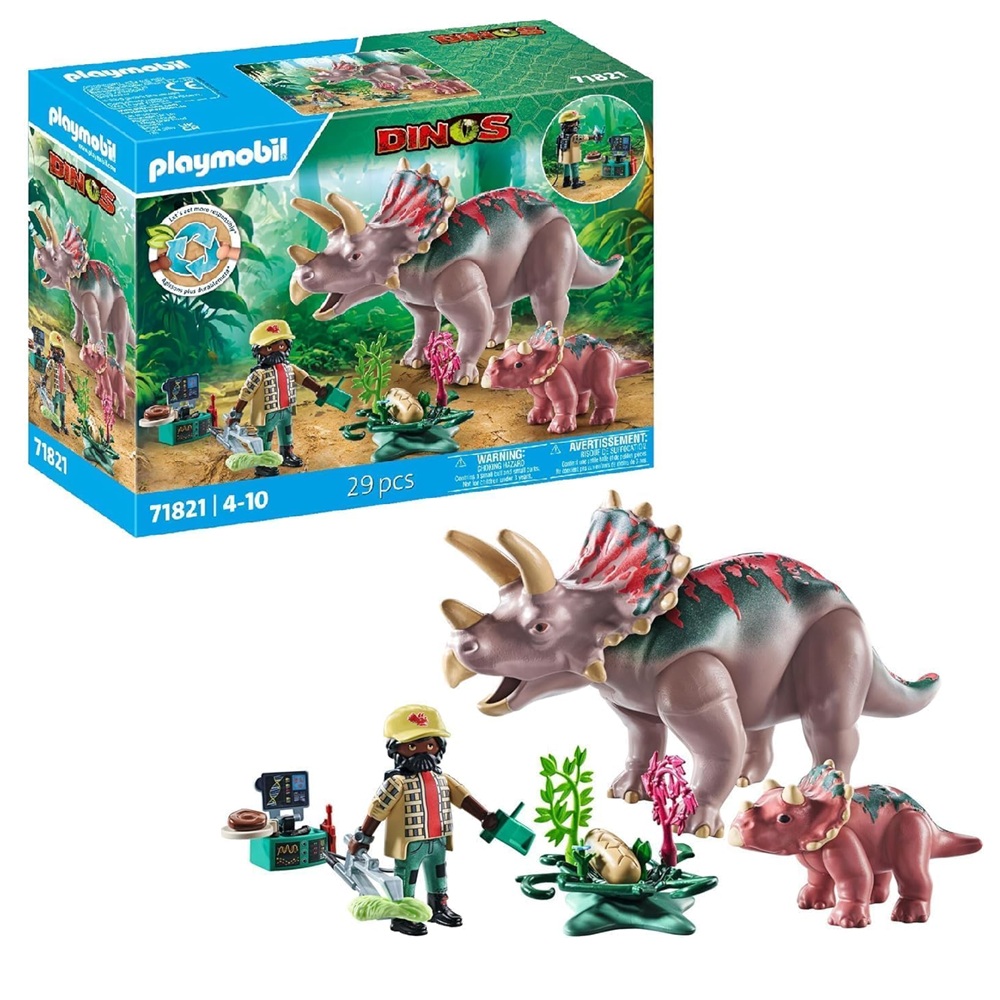Playmobil Dinos 71821 Triceratopsy, zabawki Nino Bochnia, pomysł na prezent dla 5 latka, rodzina triceratopsów, dinozaury z Playmobil