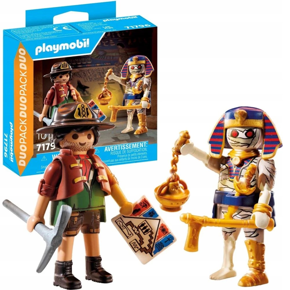 Playmobil Duo Pack 71796 Poszukiwacz skarbów i mumia, zabawki Nino Bochnia, pomysł na prezent dla 4 latka,