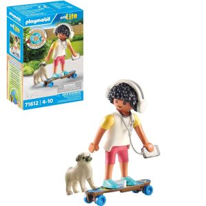 Playmobil My Life 71612 Chłopiec z psem, zabawki Nino bochnia, pomysł na prezent dla 5 latka, playmobil chłopiec na deskorolce z pieskiem