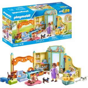 Playmobil My Life 71743 Dom dla szczeniaków, zabawki Nino Bochnia, pomysł na prezent dla 5 latki, playmobil zestaw z pieskami