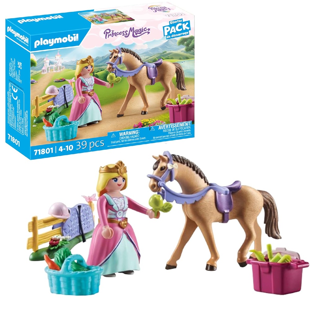 Playmobil Princess Magic 71801 Starter Pack Księżniczka z koniem, zabawki Nino bochnia, pomysł na prezent dla 4 latki, playmobil konik mi ksieżniczka