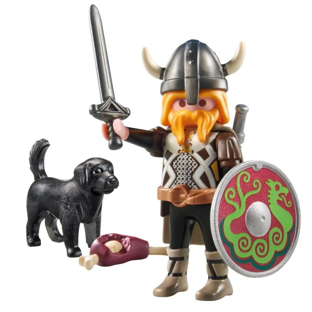 Playmobil Special Plus 71755 Wiking z psem stróżującym, zabawki Nino Bochnia, pomysł na prezent dla 5 latki, wiking figurka