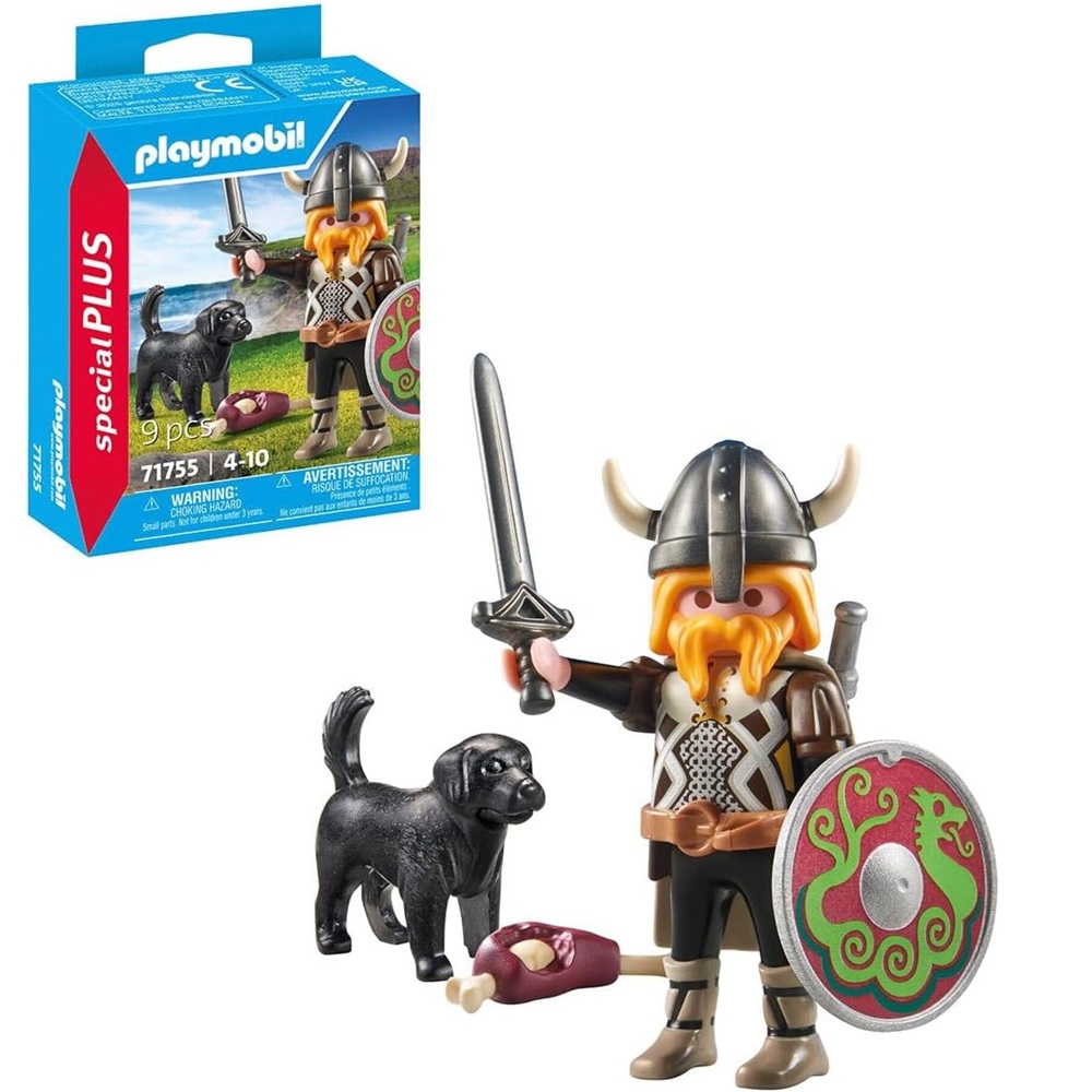 Playmobil Special Plus 71755 Wiking z psem stróżującym, zabawki Nino Bochnia, pomysł na prezent dla 5 latki, wiking figurka