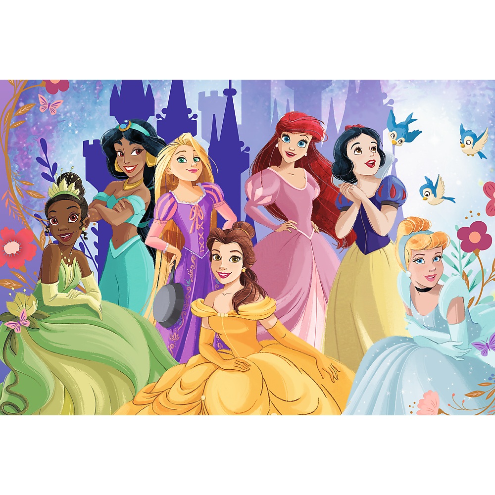 Trefl Puzzle 100 el Disney Princess Relaks z księżniczkami plakat kolekcjonerski 16554, zabawki Nino Bochnia, pomysł na prezent dla 5 latki, puzzle z księżniczkami + plakat