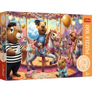Trefl Puzzle 100 el Kapibary na wakacjach 16566, zabawki nino Bochnia, pomysł na prezent dla 5 latki, puzzle kapibary