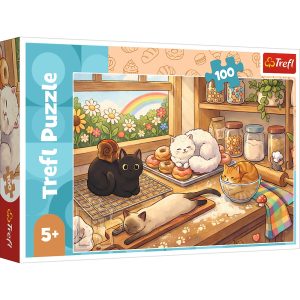 Trefl Puzzle 100 el Kociaki łobuziaki 16559, zabawki Nino Bochnia, pomysł na prezent dla 5 latki, puzzle z kotami,