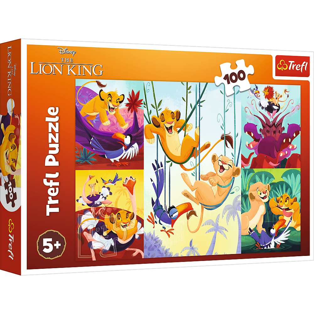 Trefl Puzzle 100 el Król lew Dzielny Król lew 16478, zabawki Nino Bochnia, pomysł na prezent dla 5 latka, puzzle Simba Król lew