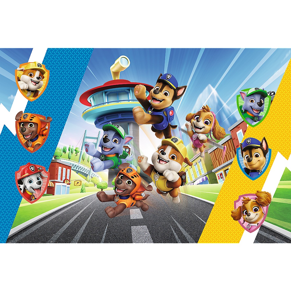Trefl Puzzle 100 el Psi Patrol Psia przygoda plakat kolekcjonerski 16550, zabawki Nino Bochnia, pomysł na prezent dla 5 latka, puzzle Psi Patrol z plakatem