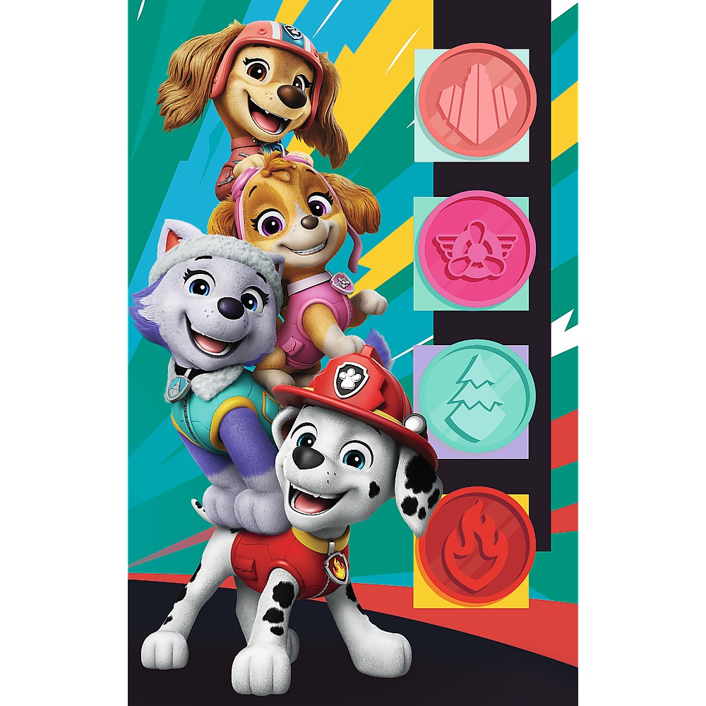 Trefl Puzzle 100 el Psi Patrol Psia przygoda plakat kolekcjonerski 16550, zabawki Nino Bochnia, pomysł na prezent dla 5 latka, puzzle Psi Patrol z plakatem