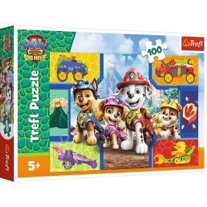 Trefl Puzzle 100 el Psi Patrol Psiaki i dinozaury 16548, zabawki Nino Bochnia, pomysł na prezent dla 5 latka, puzzle 100 el. Psi Patrol