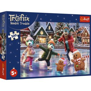 Trefl Puzzle 100 el Rodzina Treflików Bert w bombkach 16539, zabawki Nino Bochnia, pomysł na prezent dla 5 latka, puzzle świąteczne, puzzle zimowe, puzzle na święta bożego narodzenia