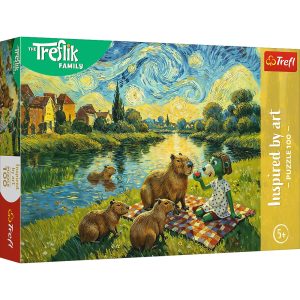 Trefl Puzzle 100 el Rodzina Treflików Karmiąc kapibary 16563, zabawki Nino Bochnia, pomysł na prezent dla 5 latka, puzzle kapibary