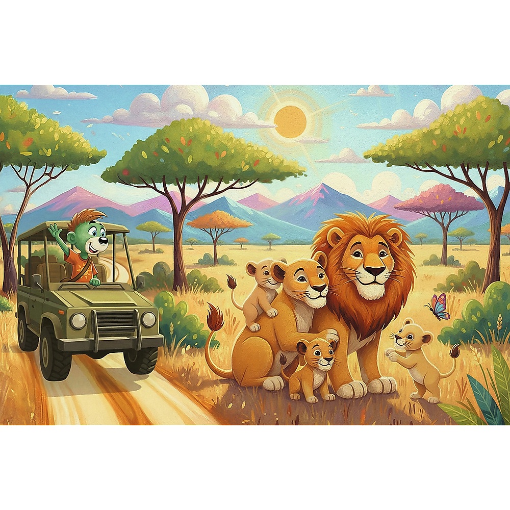 Trefl Puzzle 100 el Rodzina Treflików Lwy 16593, zabawki nino Bochnia, pomysł na prezent dla 5 latka, puzzle z lwami