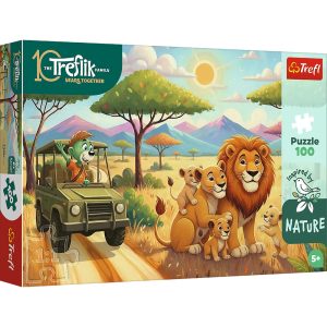 Trefl Puzzle 100 el Rodzina Treflików Lwy 16593, zabawki nino Bochnia, pomysł na prezent dla 5 latka, puzzle z lwami