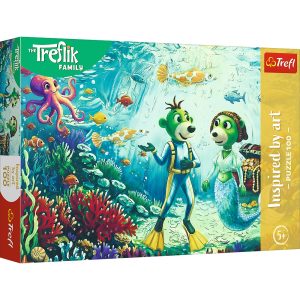 Trefl Puzzle 100 el Rodzina Treflików Magia głębin 16565, zabawki Nino bochnia, pomysł na prezent dla 5 latki, puzzle syreny wodne