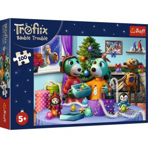 Trefl Puzzle 100 el Rodzina Treflików Święta Rodziny Treflików 16483, zabawki Nino Bochnia, pomysł na prezent dla 5 latka, puzzle na święta bożego narodzenia, puzzle zimowe