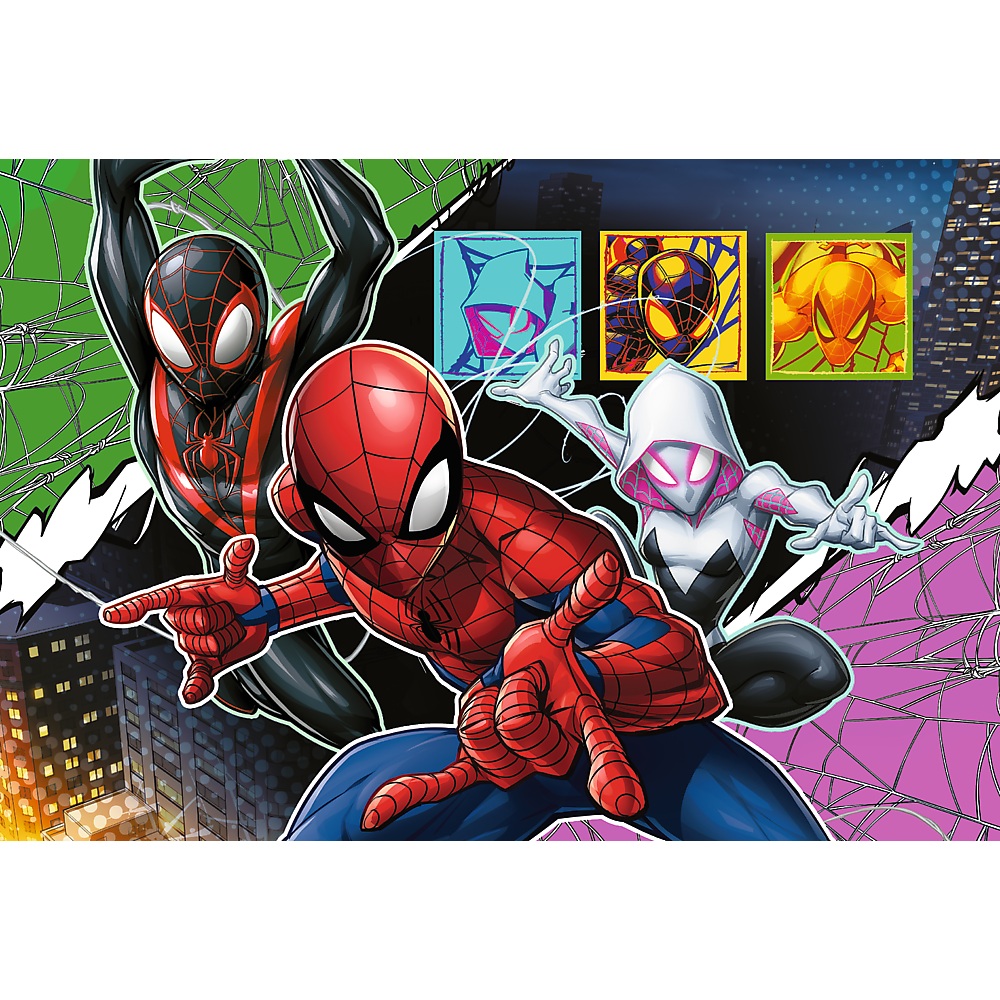 Trefl Puzzle 100 el Spiderman Bohaterski pająk plakat kolekcjonerski 16557, zabawki Nino Bochnia, pomysł na prezent dla 5 latka, puzzle dla chłopca, puzzle Spiderman