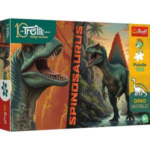 Trefl Puzzle 100 el Spinozaur 16582, zabawki Nino Bochnia, pomysł na prezent dla 5 latka, puzzle z dinozaurami