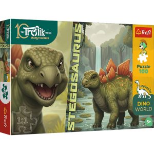 Trefl Puzzle 100 el Stegozaur 16581, zabawki Nino Bochnia, pomysł na prezent dla 5 latka, puzzle z dinozaurami