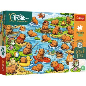 Trefl Puzzle 100 el Szukaj i znajdź Rodzina Treflików Kapibary 16586, zabawki Nino Bochnia, puzzle odkrywcze, puzzle kapibary