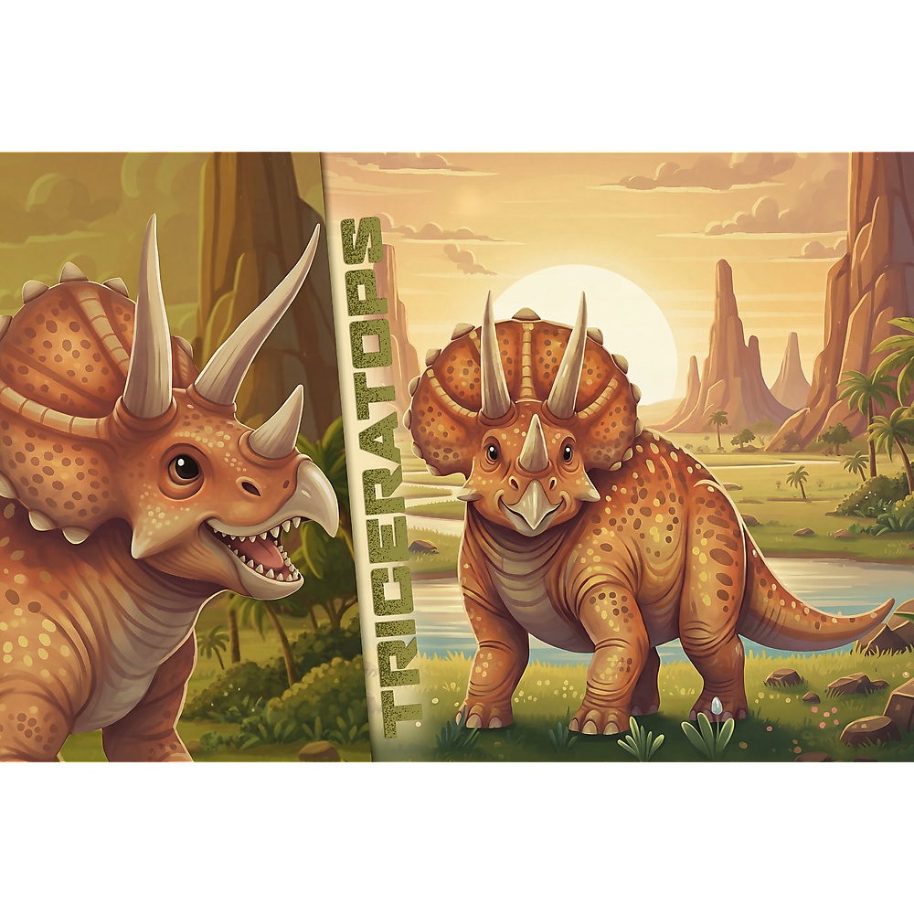 Trefl Puzzle 100 el Triceratops 16580, zabawki Nino Bochnia, pomysł na prezent dla 5 latka, puzzle z dinozaurami