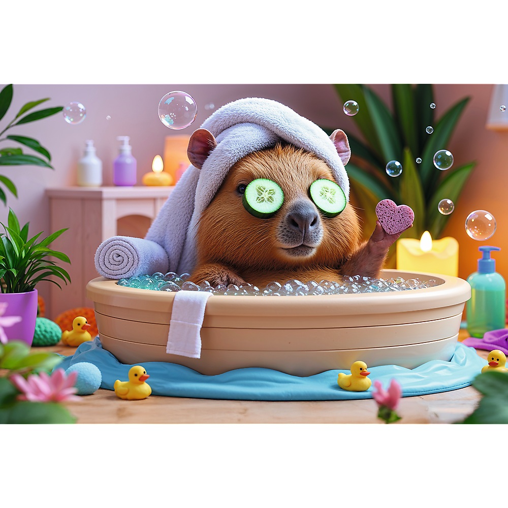 Trefl Puzzle 160 el Kapibara w SPA 15433, zabawki Nino Bochnia, pomysł na prezent dla 6 latki, puzzle z Kapibarą, Kapibara