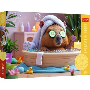 Trefl Puzzle 160 el Kapibara w SPA 15433, zabawki Nino Bochnia, pomysł na prezent dla 6 latki, puzzle z Kapibarą, Kapibara