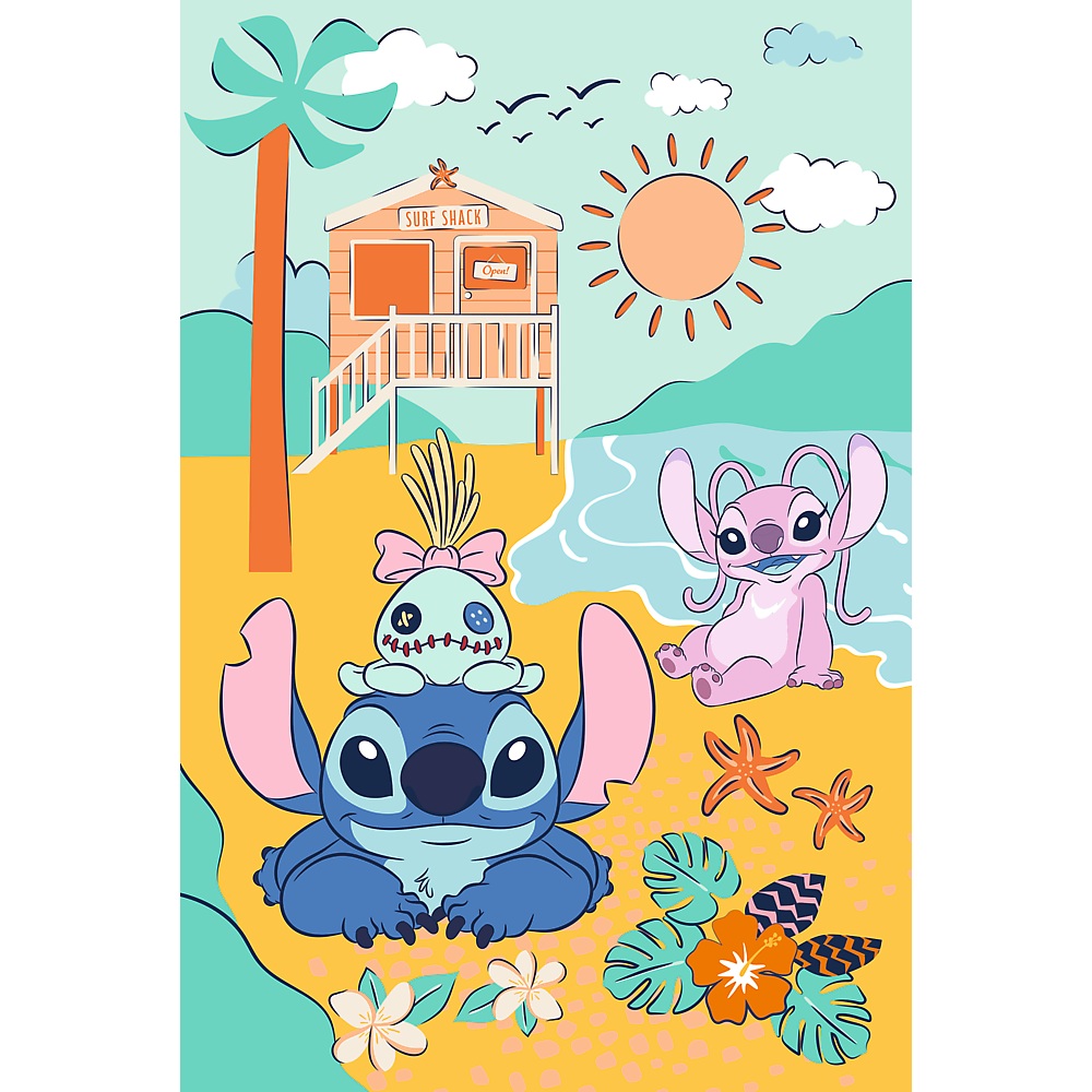 Trefl Puzzle 160 el Lilo I Stitch Stitch na fali plakat kolekcjonerski 15436, zabawki Nino Bochnia, pomysł na prezent dla 6 latki, puzzle z plakatem Stitch