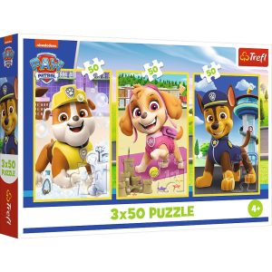 Trefl Puzzle 3x50 el Psi Patrol Nasze pieski 34878, zabawki Nino Bochnia, pomysł na prezent dla 4 latka, puzzle 3w1 Psi patrol