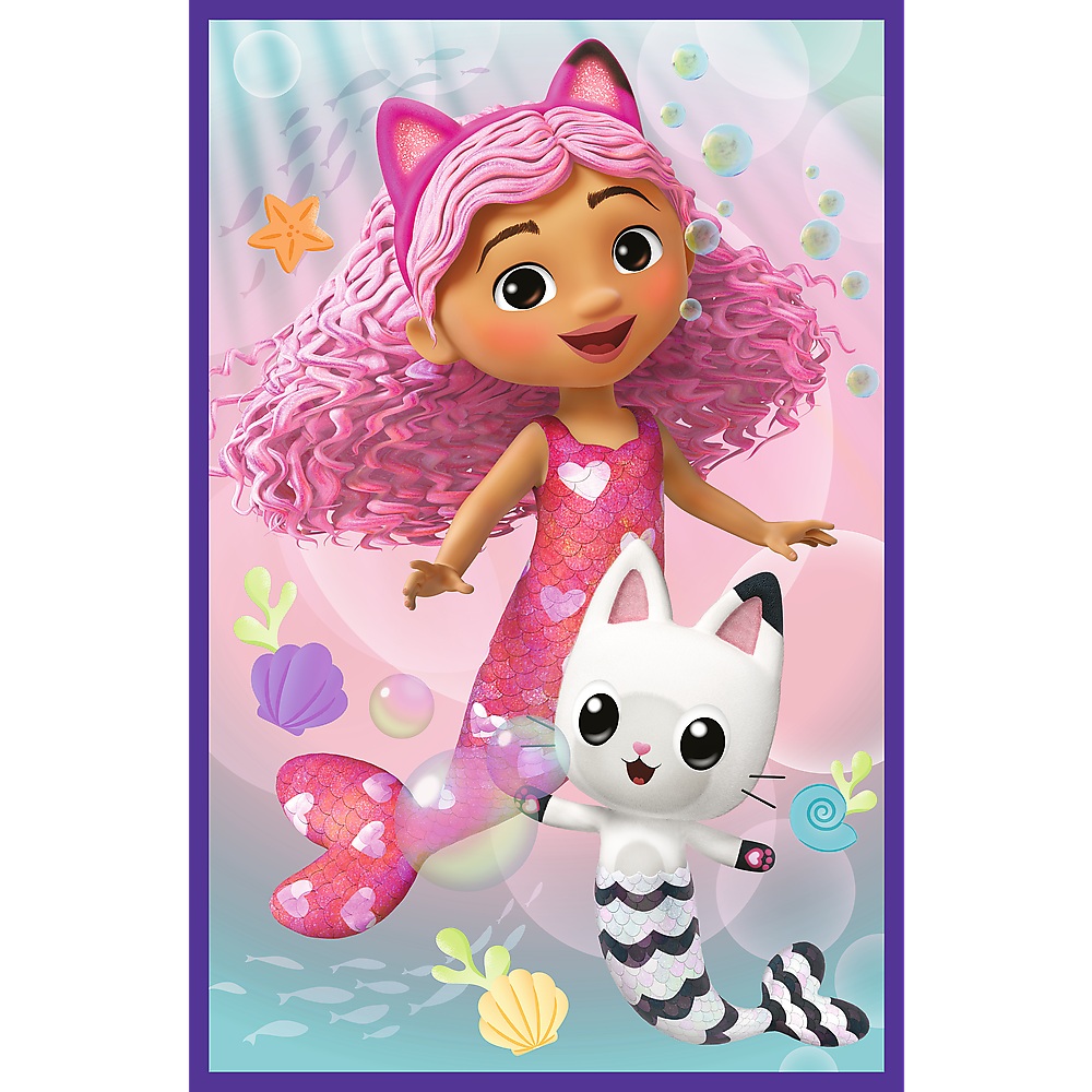 Trefl Puzzle 3x80 el Koci Domek Gabi Kolorowe dni Gabby 34882, zabawki Nino Bochnia pomysł na prezent dla 5 latki, puzzle 3w1 koci domek Gabi