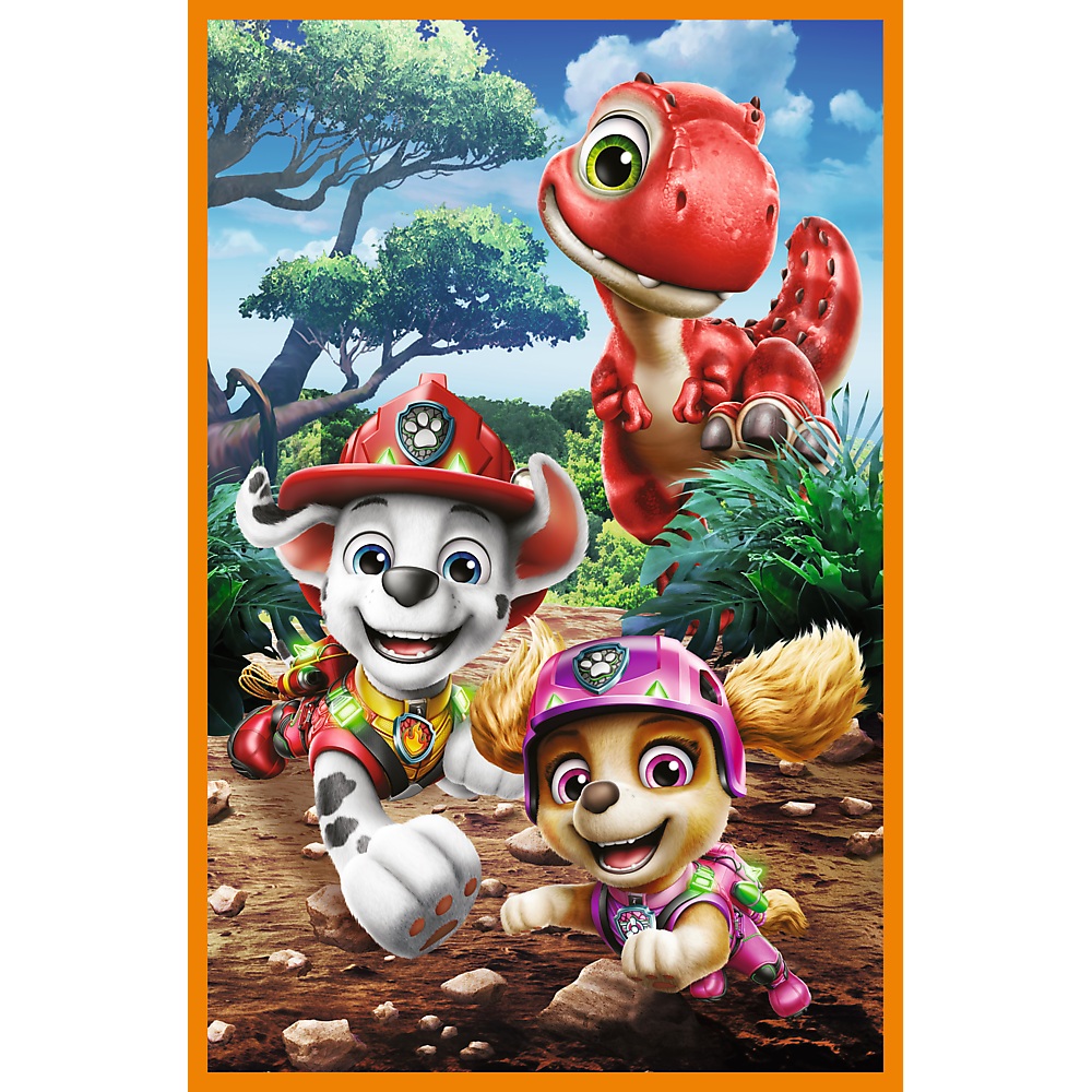 Trefl Puzzle 3x80 el Psi Patrol Bohaterowie dinozaurów 34905, zabawki Nino Bochnia, pomysł na prezent dla 5 latka, puzzle 3w1 Psi Patrol