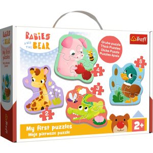 Trefl Puzzle Baby Classic Bobaski i miś Bobaskowe zwierzątka 36135, zabawki Nino Bochnia, pomysł na prezent dla 5 latka, puzzle dla maluszka, pierwsze duże puzzle dla 2 latka