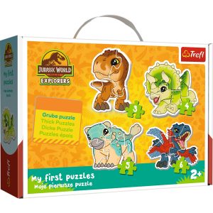 Trefl Puzzle Baby Classic Jurassic World Urocze dinozaury 36138, zabawki nino Bochnia, pomysł na prezent dla maluszka, pierwsze puzzle dla chłopca, puzzle dla 2 latka, puzzle z dinozaurem