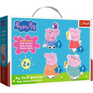 Trefl Puzzle Baby Classic Świnka Peppa Mała Świnka wśród przyjaciół 36137, zabawki Nino Bochnia, pomysł na prezent dla 2 latka, puzzle dla maluszka, pierwsze puzzle dla dziecka
