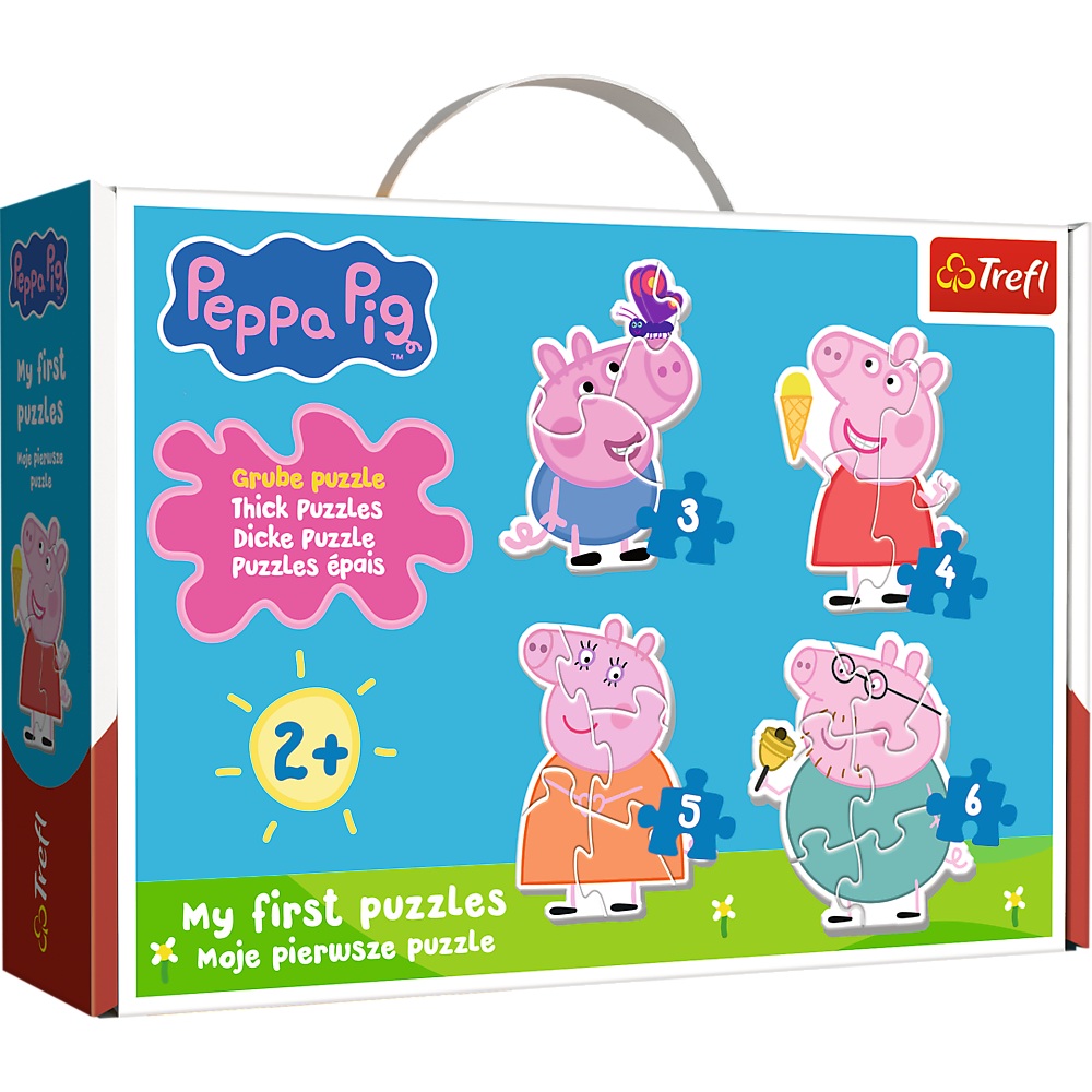 Trefl Puzzle Baby Classic Świnka Peppa Mała Świnka wśród przyjaciół 36137, zabawki Nino Bochnia, pomysł na prezent dla 2 latka, puzzle dla maluszka, pierwsze puzzle dla dziecka