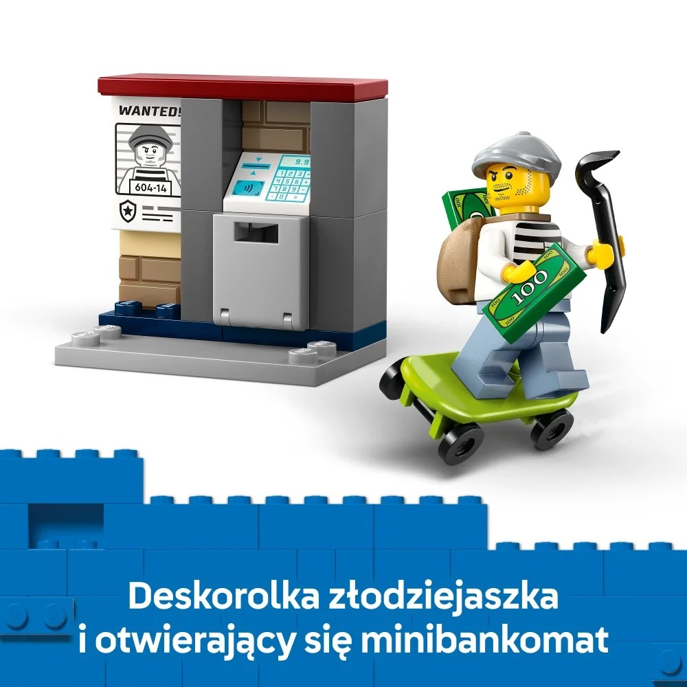 Klocki Lego City 60455 Pościg na motocyklu policyjnym, zabawki Nino Bochnia, pomysł na prezent dla 4 latka, klocki lego city 60455 pościg na motocyklu policyjnym