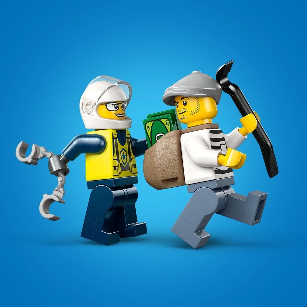 Klocki Lego City 60455 Pościg na motocyklu policyjnym, zabawki Nino Bochnia, pomysł na prezent dla 4 latka, klocki lego city 60455 pościg na motocyklu policyjnym