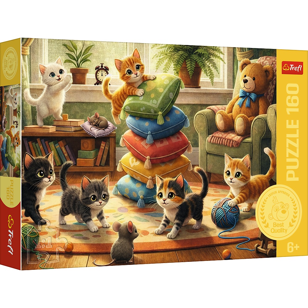 Trefl Puzzle 160 el Kocie Psoty 15442, zabawki Nino Bochnia, pomysł na prezent dla 6 latki, puzzle dla kociary na 6 lat