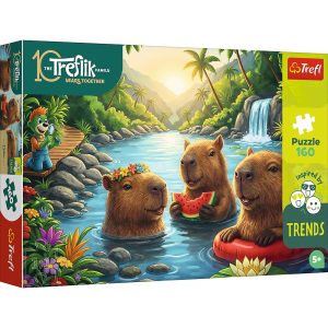 Trefl Puzzle 160 el Rodzina Treflików Kapibara 15446, zabawki Nino Bochnia, pomysł na prezent dla 6 latka, puzzle z kapibarą dla 6 latka