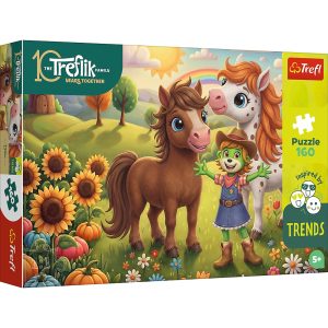 Trefl Puzzle 160 el Rodzina Treflików Konik 15450, zabawki nino Bochnia, pomysł na prezent dla 6 latka, puzzle z bajkowym konikiem