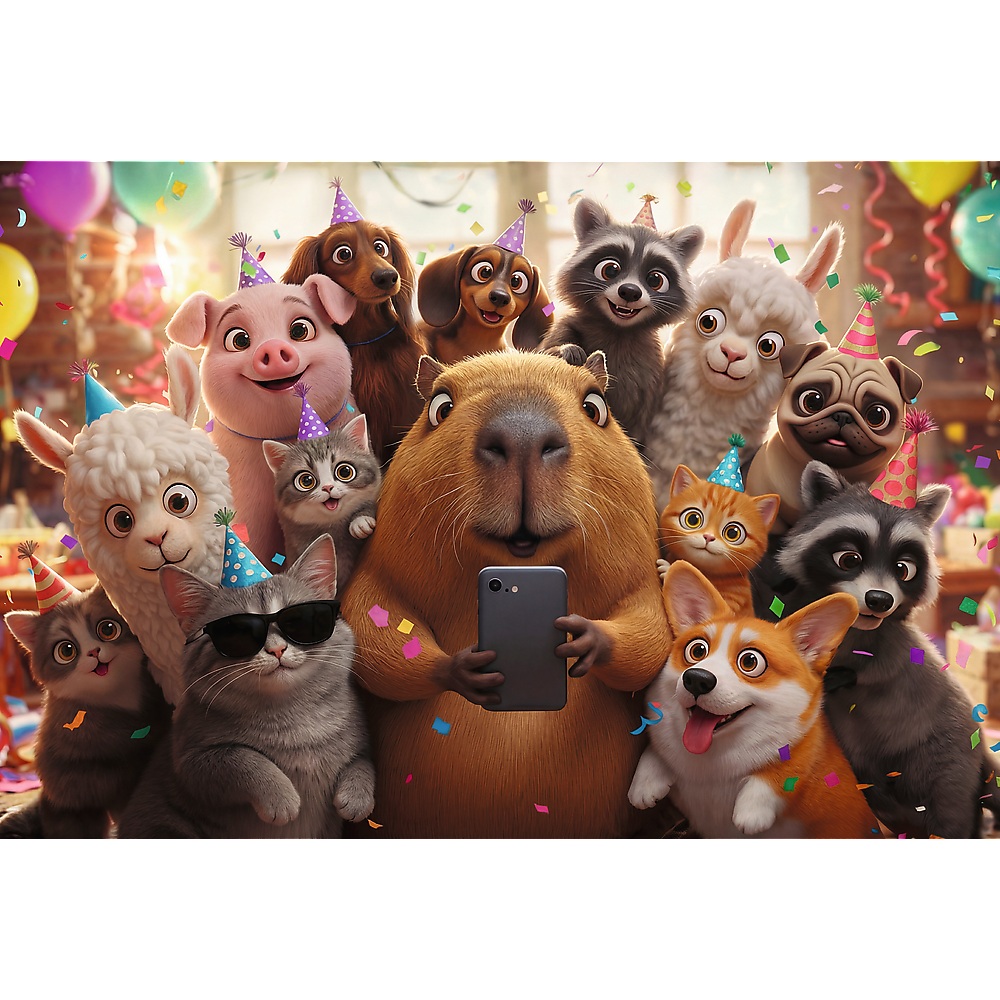 Trefl Puzzle 160 el Słodkie selfie 15444, zabawki Nino Bochnia, pomysł na prezent dla 6 latki, puzzle ze zwierzątkami