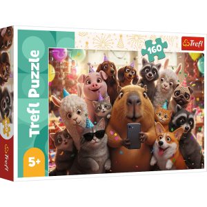 Trefl Puzzle 160 el Słodkie selfie 15444, zabawki Nino Bochnia, pomysł na prezent dla 6 latki, puzzle ze zwierzątkami