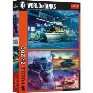 Trefl Puzzle 2x200 el Pancerna misja 13346, zabawki Nino Bochnia, pomysł na prezent dla 5 latka, puzzle z czołgami