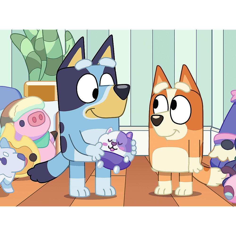 trefl puzzle 30 el Bluey Z Bluey zawsze jest wesoło 18324, zabawki Nino Bochnia, pomysł na prezent dla 4 latki, puzzle z pieskiem Bluey